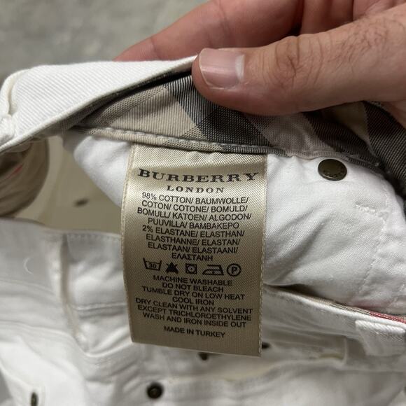 BURBERRY COTTON BLEND WHITE Wide LEG Flare JEANS SIZE 29 Embroidered READ - Picture 10 of 13